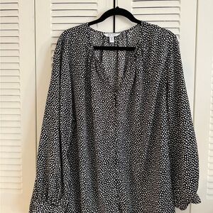 Nine West Women’s Blouse Black and White Pattern 3XL